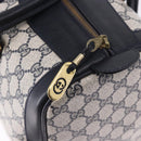GUCCI GG Supreme Sherry Line Boston Bag PVC Navy Gold Auth 196762A-14