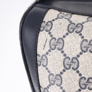 GUCCI GG Supreme Sherry Line Boston Bag PVC Navy Gold Auth 196762A-16