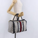 GUCCI GG Supreme Sherry Line Boston Bag PVC Navy Gold Auth 196762A-21