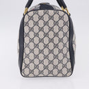 GUCCI GG Supreme Sherry Line Boston Bag PVC Navy Gold Auth 196762A-4