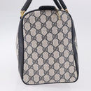 GUCCI GG Supreme Sherry Line Boston Bag PVC Navy Gold Auth 196762A-5
