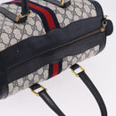 GUCCI GG Supreme Sherry Line Boston Bag PVC Navy Gold Auth 196762A-6