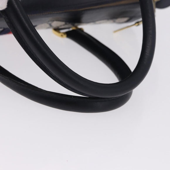 GUCCI GG Supreme Sherry Line Boston Bag PVC Navy Gold Auth 196762A