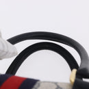 GUCCI GG Supreme Sherry Line Boston Bag PVC Navy Gold Auth 196762A-8