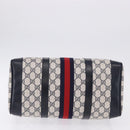 GUCCI GG Supreme Sherry Line Boston Bag PVC Navy Gold Auth 196762A-9