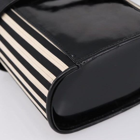 Salvatore Ferragamo Gancini Hand Bag Patent leather 2way Black Gold Auth 196764