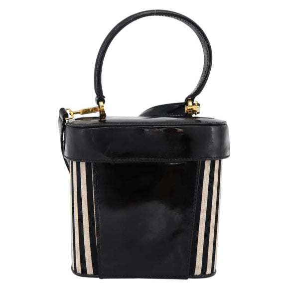 Salvatore Ferragamo Gancini Hand Bag Patent leather 2way Black Gold Auth 196764