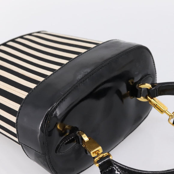 Salvatore Ferragamo Gancini Hand Bag Patent leather 2way Black Gold Auth 196764