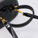 Salvatore Ferragamo Gancini Hand Bag Patent leather 2way Black Gold Auth 196764-7