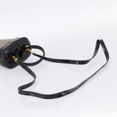 Salvatore Ferragamo Gancini Hand Bag Patent leather 2way Black Gold Auth 196764-9