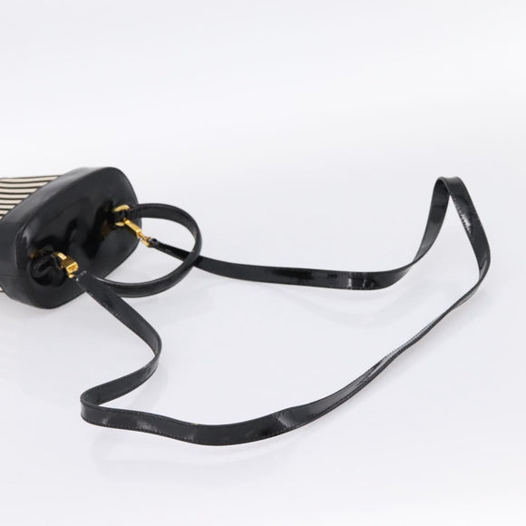 Salvatore Ferragamo Gancini Hand Bag Patent leather 2way Black Gold Auth 196764