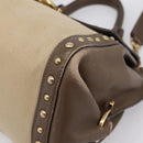 Salvatore Ferragamo Gancini Hand Bag Canvas 2way Beige Gold Auth 196765-8