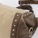 Salvatore Ferragamo Gancini Hand Bag Canvas 2way Beige Gold Auth 196765-18