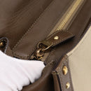 Salvatore Ferragamo Gancini Hand Bag Canvas 2way Beige Gold Auth 196765-9