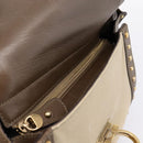 Salvatore Ferragamo Gancini Hand Bag Canvas 2way Beige Gold Auth 196765-21