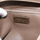 Salvatore Ferragamo Gancini Hand Bag Canvas 2way Beige Gold Auth 196765-23