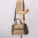 Salvatore Ferragamo Gancini Hand Bag Canvas 2way Beige Gold Auth 196765-28