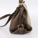 Salvatore Ferragamo Gancini Hand Bag Canvas 2way Beige Gold Auth 196765-4