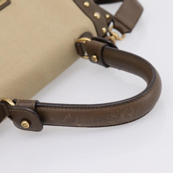 Salvatore Ferragamo Gancini Hand Bag Canvas 2way Beige Gold Auth 196765