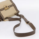 Salvatore Ferragamo Gancini Hand Bag Canvas 2way Beige Gold Auth 196765-7
