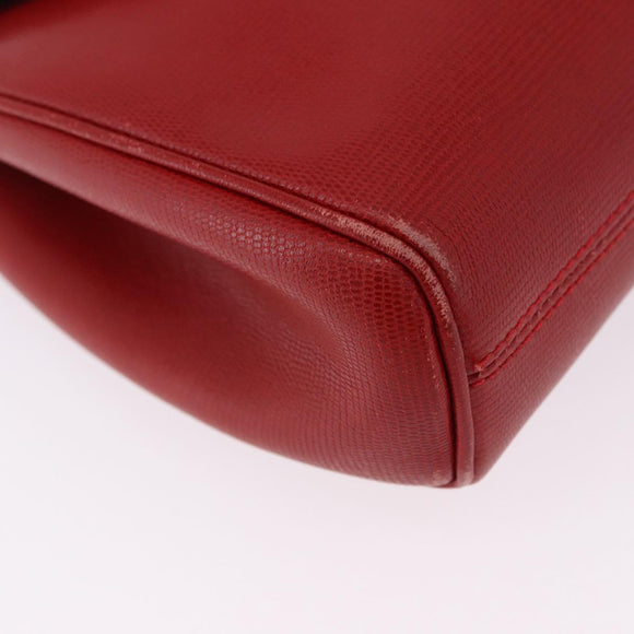 CELINE Shoulder Bag Leather Red Gold Auth 196766A