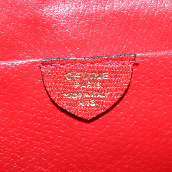 CELINE Shoulder Bag Leather Red Gold Auth 196766A