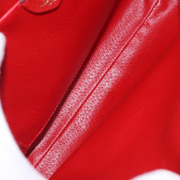 CELINE Shoulder Bag Leather Red Gold Auth 196766A