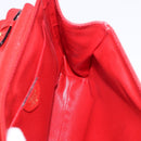 CELINE Shoulder Bag Leather Red Gold Auth 196766A-18