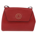 CELINE Shoulder Bag Leather Red Gold Auth 196766A-2
