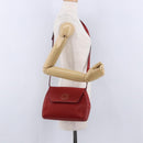 CELINE Shoulder Bag Leather Red Gold Auth 196766A-21
