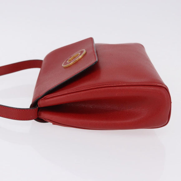 CELINE Shoulder Bag Leather Red Gold Auth 196766A