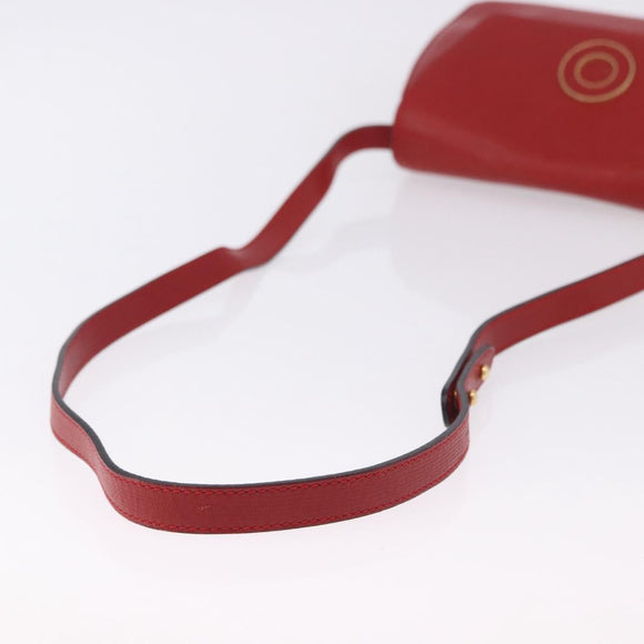 CELINE Shoulder Bag Leather Red Gold Auth 196766A