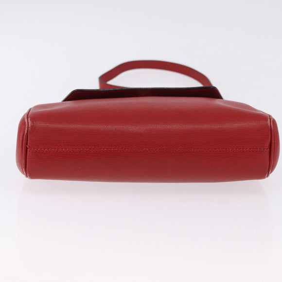 CELINE Shoulder Bag Leather Red Gold Auth 196766A