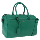 SAINT LAURENT Classic Duffle Bag Leather 2way Green Gold 322049 Auth 196768V-1