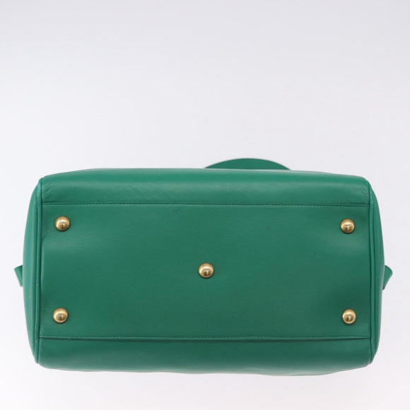 SAINT LAURENT Classic Duffle Bag Leather 2way Green Gold 322049 Auth 196768V