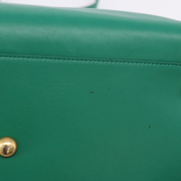 SAINT LAURENT Classic Duffle Bag Leather 2way Green Gold 322049 Auth 196768V