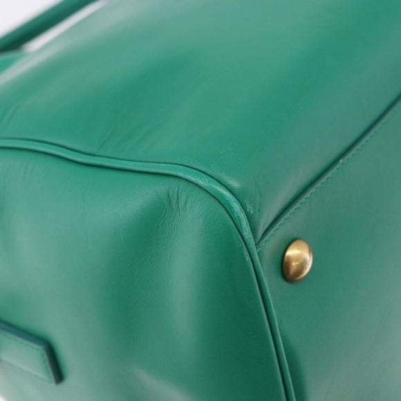 SAINT LAURENT Classic Duffle Bag Leather 2way Green Gold 322049 Auth 196768V