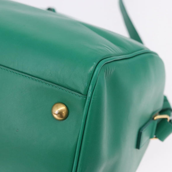 SAINT LAURENT Classic Duffle Bag Leather 2way Green Gold 322049 Auth 196768V