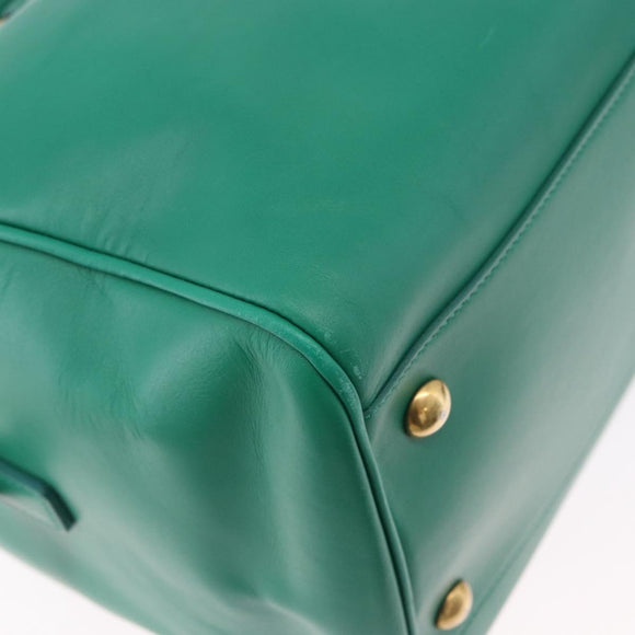 SAINT LAURENT Classic Duffle Bag Leather 2way Green Gold 322049 Auth 196768V