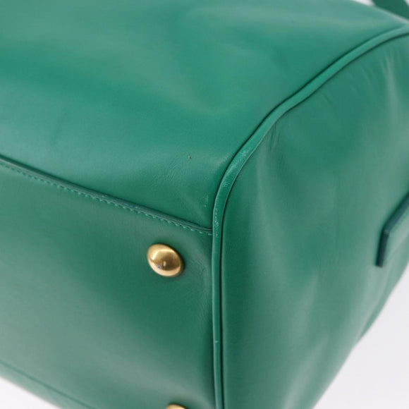SAINT LAURENT Classic Duffle Bag Leather 2way Green Gold 322049 Auth 196768V