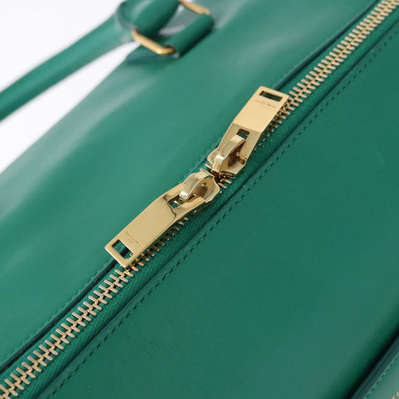 SAINT LAURENT Classic Duffle Bag Leather 2way Green Gold 322049 Auth 196768V