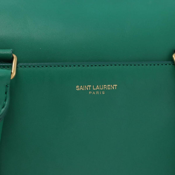 SAINT LAURENT Classic Duffle Bag Leather 2way Green Gold 322049 Auth 196768V
