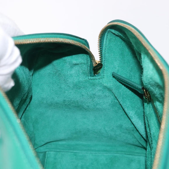 SAINT LAURENT Classic Duffle Bag Leather 2way Green Gold 322049 Auth 196768V