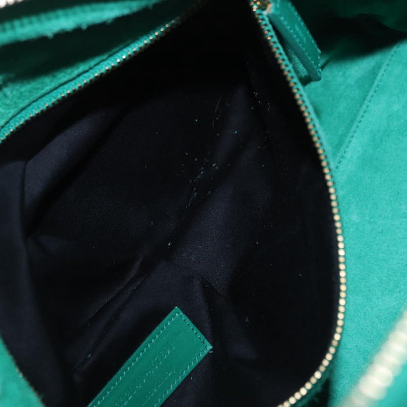 SAINT LAURENT Classic Duffle Bag Leather 2way Green Gold 322049 Auth 196768V