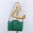 SAINT LAURENT Classic Duffle Bag Leather 2way Green Gold 322049 Auth 196768V-29