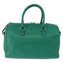 SAINT LAURENT Classic Duffle Bag Leather 2way Green Gold 322049 Auth 196768V-2