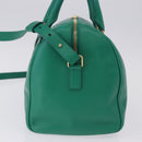 SAINT LAURENT Classic Duffle Bag Leather 2way Green Gold 322049 Auth 196768V-3