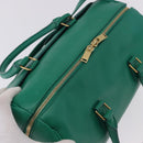 SAINT LAURENT Classic Duffle Bag Leather 2way Green Gold 322049 Auth 196768V-14