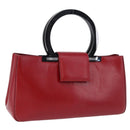 Salvatore Ferragamo Gancini Hand Bag Leather Red Silver Auth 196770A-1