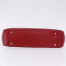 Salvatore Ferragamo Gancini Hand Bag Leather Red Silver Auth 196770A-6